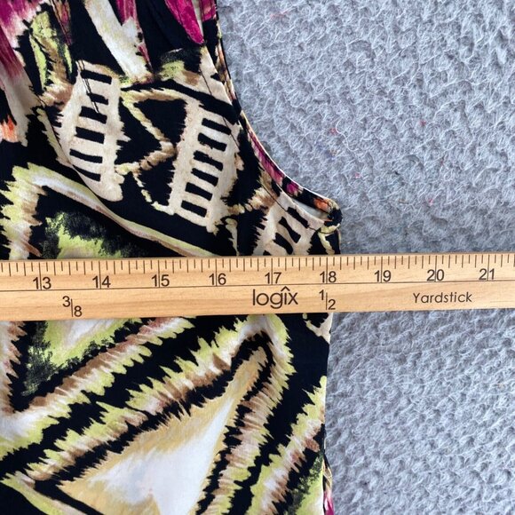 Chicos Top Womens 1 US Medium Multicolor Sleeveless Ruched Neck Blouse Casual - Picture 7 of 10